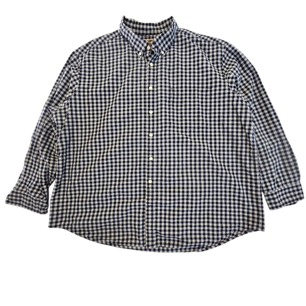 The Foundry Supply Co Button Down Shirt Mens 2XL Blue Gingham Plaid Classic Core